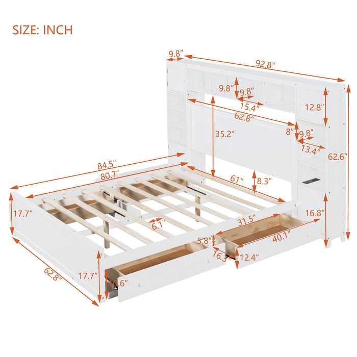 Bed With All In One Cabinet, Shelf And Sockets