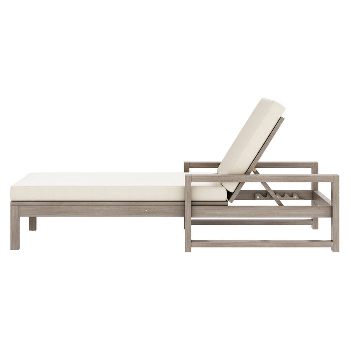 Outdoor Lounge Chairs, 5 Position Chaise Lounge With Adjustable Backrest (Set of 2) - Gray