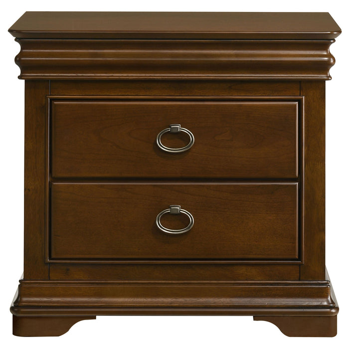 Leonide - 2 Drawer Nightstand With USB Charging And Hidden Storage - Cherry