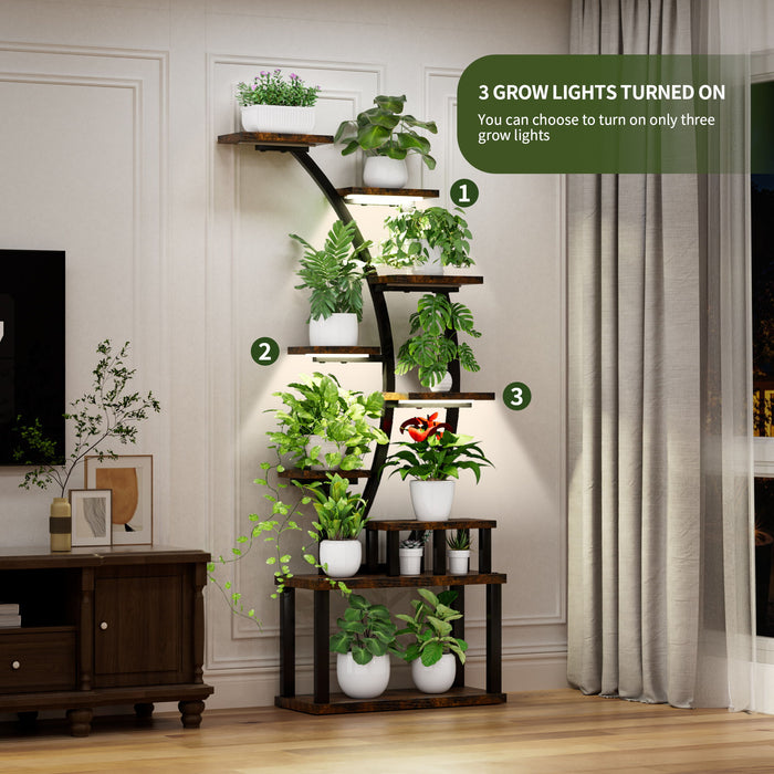 9 Tiered Indoor Plant Stand With 5 Adjustable Grow Lights
