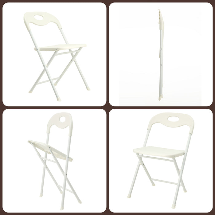 Folding Chairs, Stackable & Waterproof (Set of 4) - White
