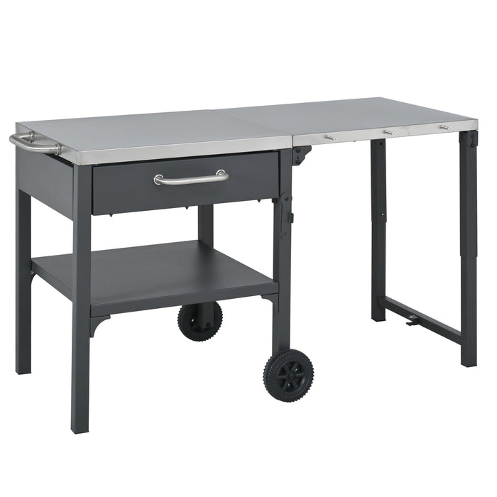 Foldable Outdoor Kitchen Cart With Storage For Patio