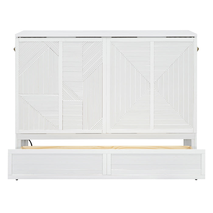 Murphy Bed With Large Drawer, USB Ports And Outlets