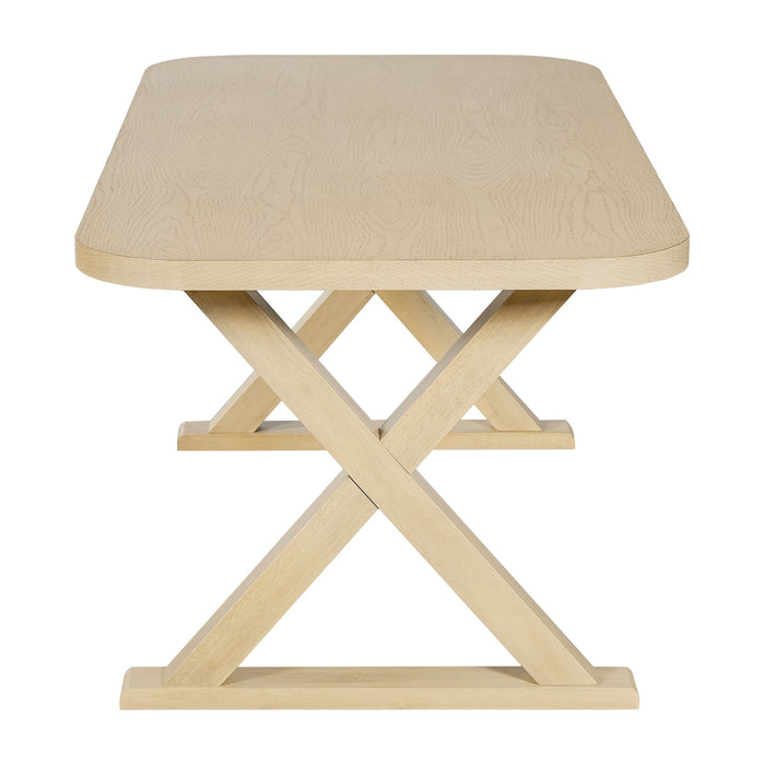 Dining Table With X-Shaped Legs, Rectangular Indoor - Natural