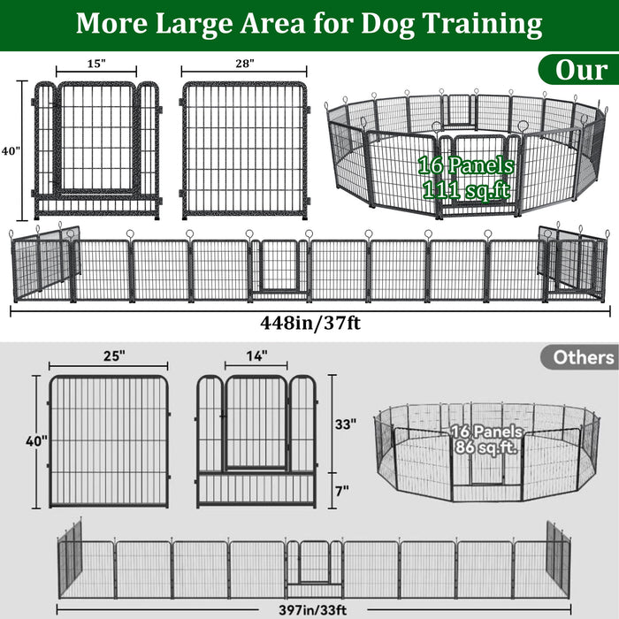 Heavy Duty Dog Playpen Outdoor 16 Piece Panels - Snow Leopard