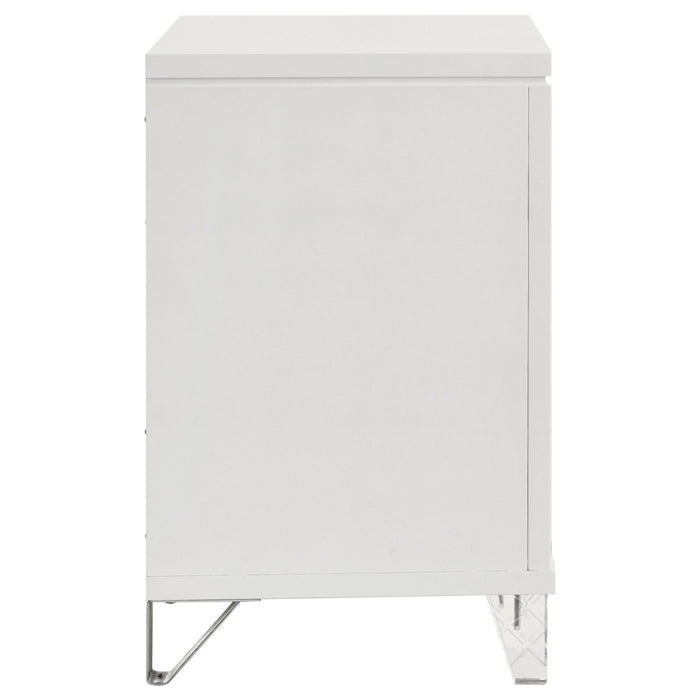 2 Drawer Nightstand With Accents - White