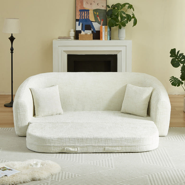 Curved Convertible Sofa, 2 In 1 Fold Out Bed With Pull Out Base And Deep Seat