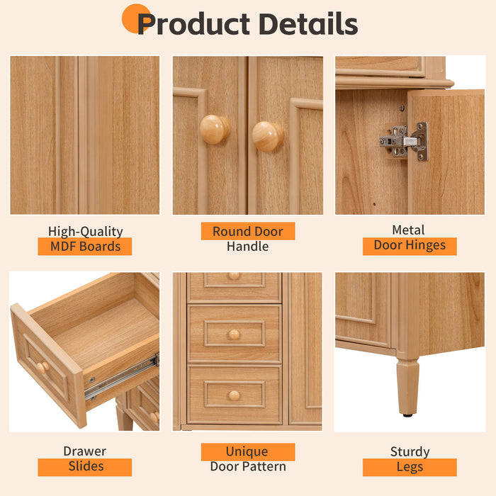 Bathroom Vanity With Sink, 3 Drawers & 2 Doors