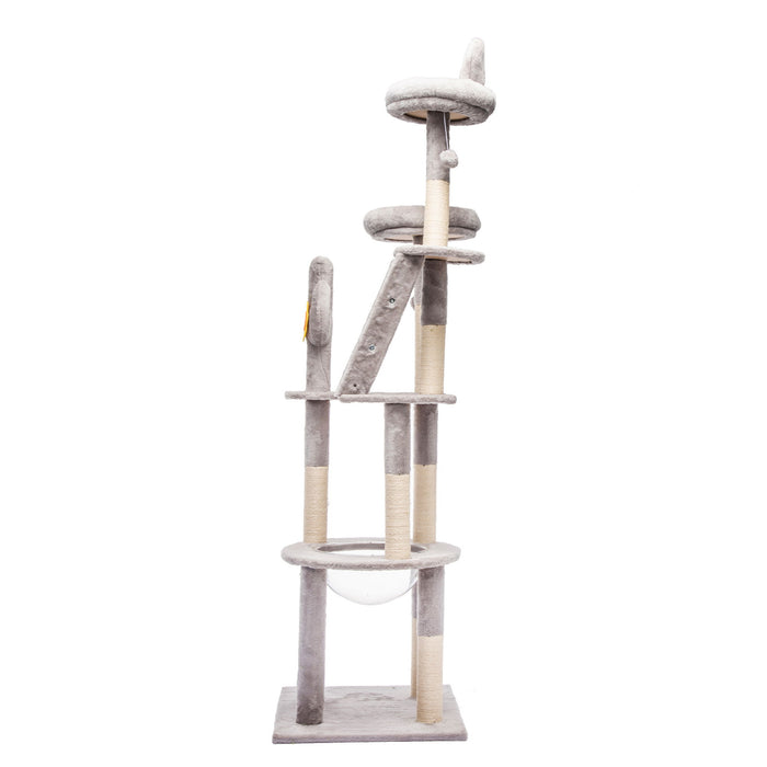 Cactus Cat Tree With Transparent Capsule, Sisal Scratching Posts - Gray