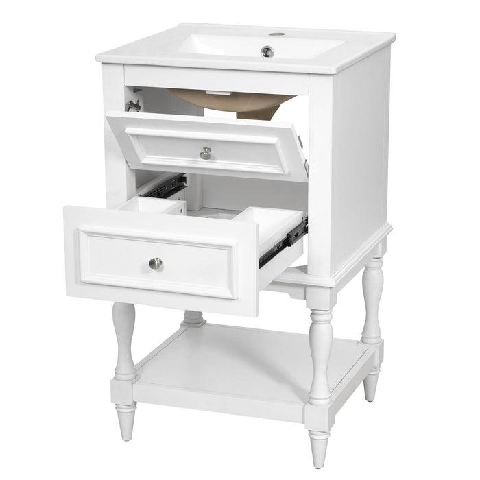 Retro Design Bathroom Vanity With Sink, 2 Drawer Storage Cabinet