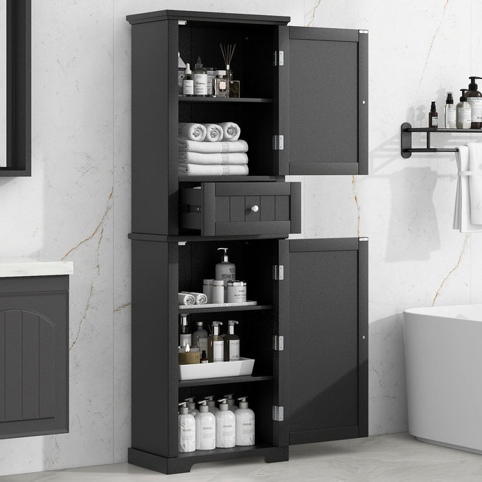 Tall Freestanding Bathroom Storage Cabinet With Drawer And Adjustable Shelf