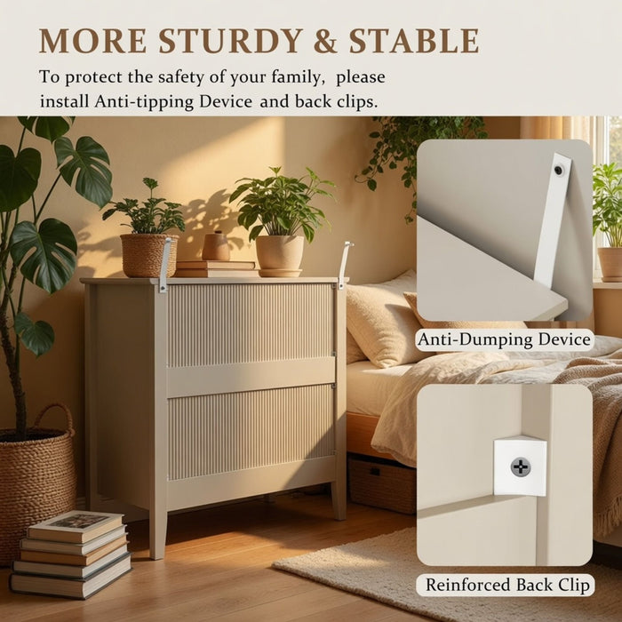 Fluted 3 Drawer Nightstand With Soft Close Slides
