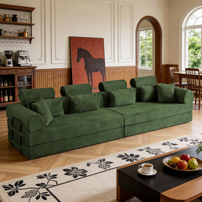 Modern L-Shape Modular Sectional Sofa, Compressed Design