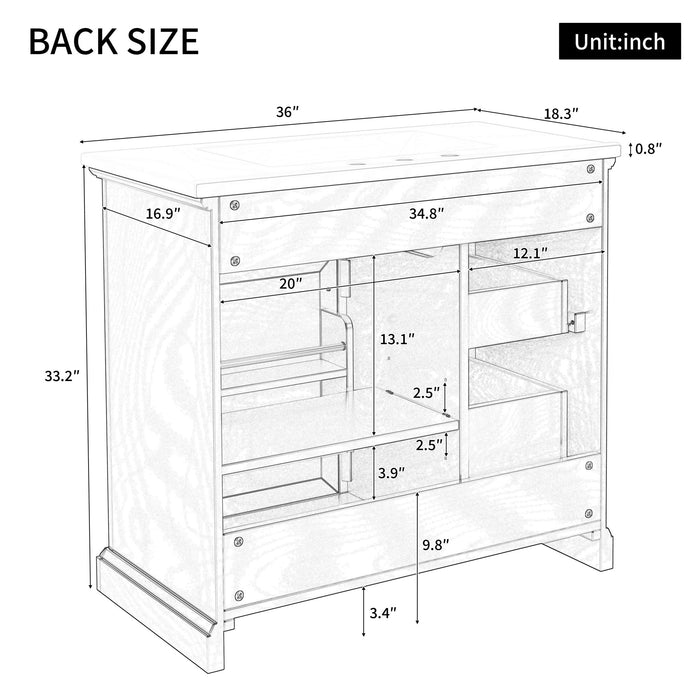 Modern Bathroom Vanity With Sink Top, 4 Drawers And 1 Soft-Close Door