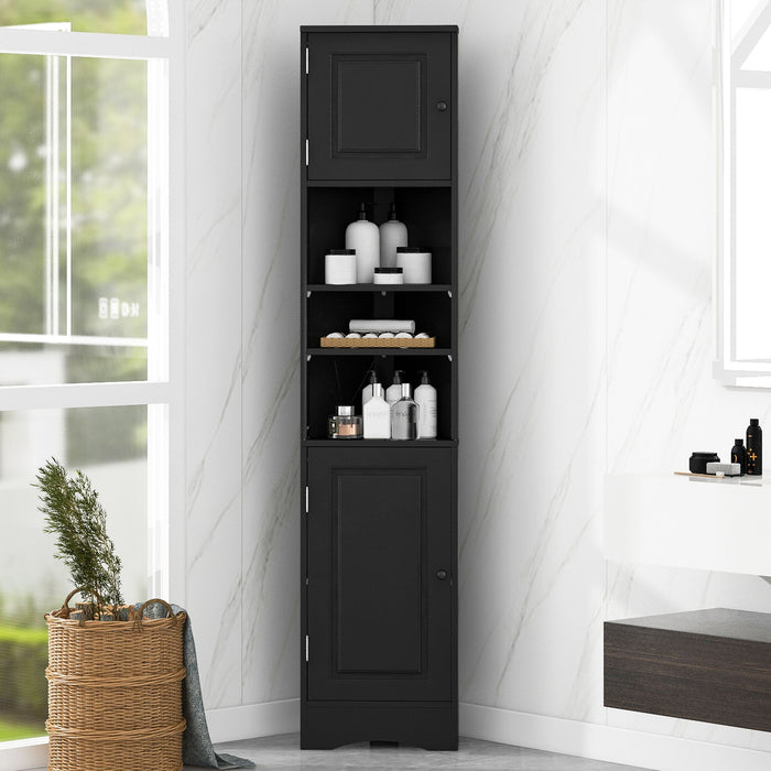 Multi Functional Corner Cabinet With Adjustable Shelves And 2 Doors