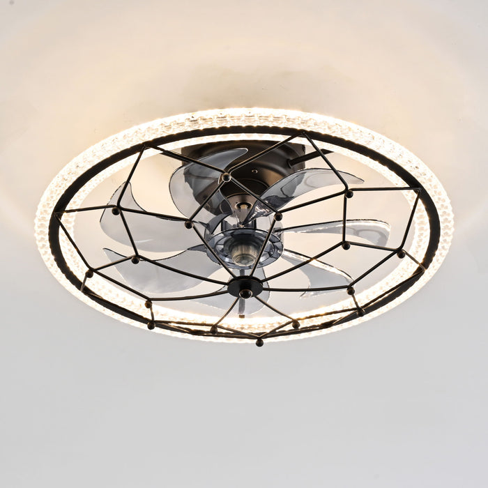 Ceiling Fan With Light And Remote Control, 6 Speeds, 3 Color Options - Matte Black
