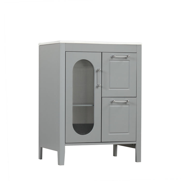 Modern Bathroom Vanity With Sink, Cabinet With 2 Drawers And Door, Adjustable Shelf