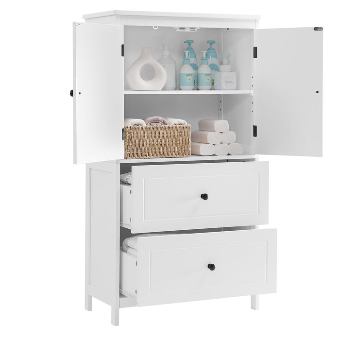 Bathroom Storage Cabinet With 2 Doors And Drawers, Adjustable Shelf