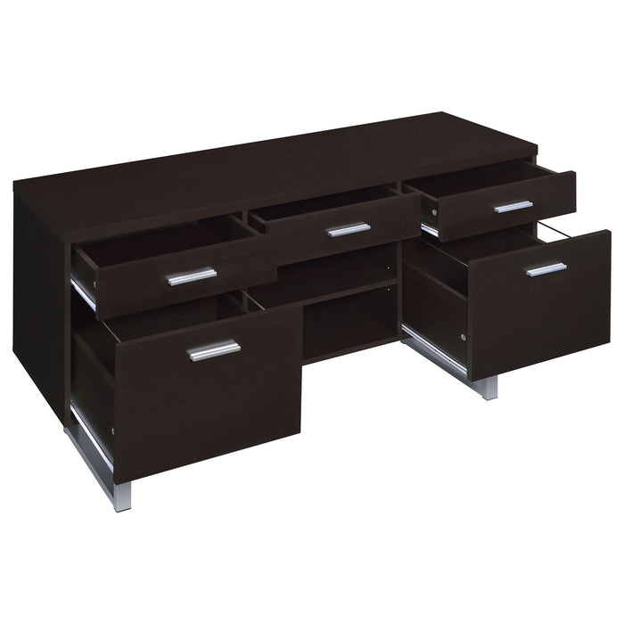 5 Drawer Credenza With Open Shelving - Cappuccino