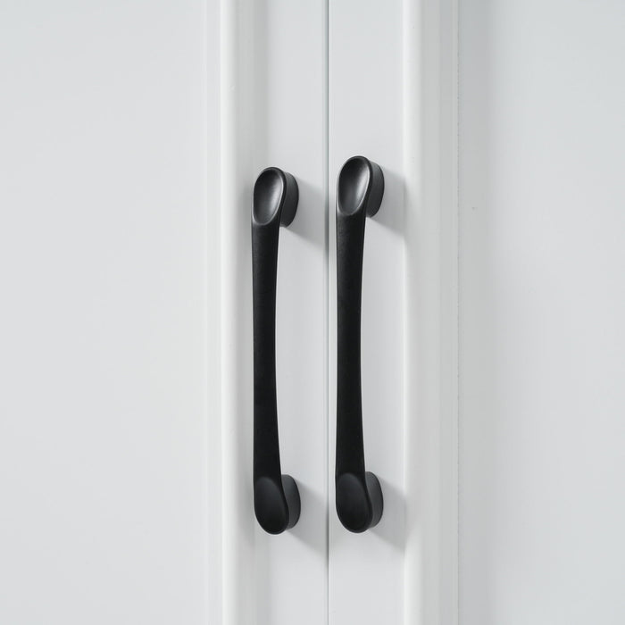 Freestanding Bathroom Vanity, Elegant Design With 4 Doors & 1 Drawer, Adjustable Shelves, Damping Hinges - White