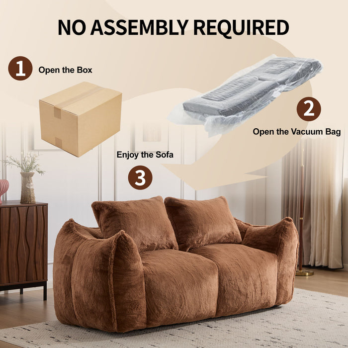 Giant Bean Bag Couch, Ultra Soft Fluffy Loveseat For Living Room