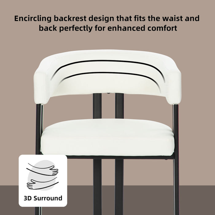 Modern Dining Upholstered Barrel Chair With Curved Back And Armrests