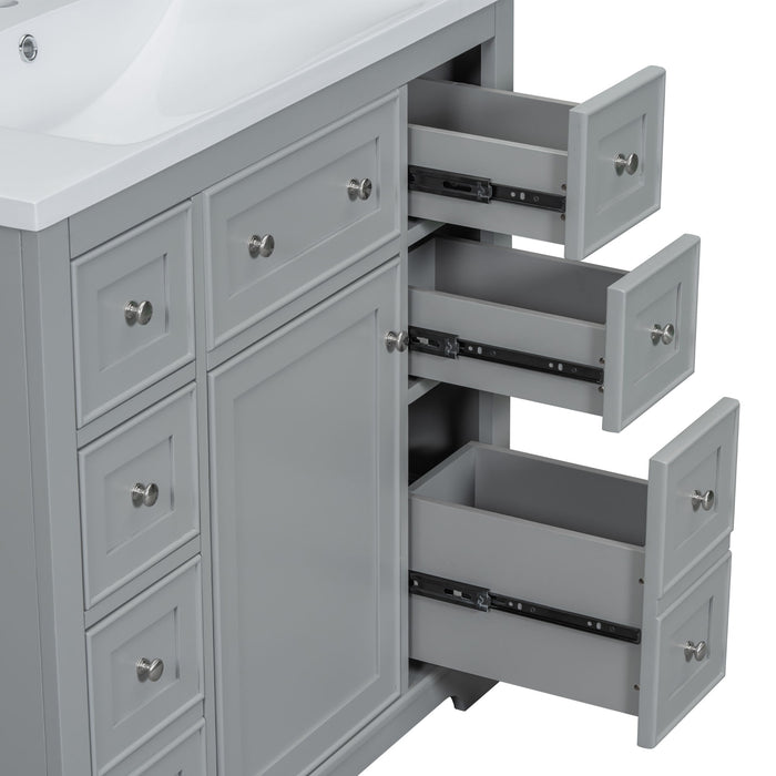 Modern Bathroom Vanity With Sink Combo, 6 Drawers And 1 Cabinet