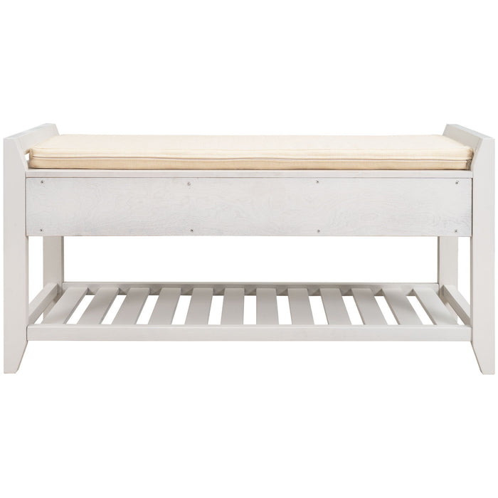Multipurpose Entryway Shoe Rack With Cushioned Seat And Drawers