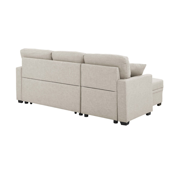 Upholstered Sectional & Pull Out Bed And Chaise Storage - Almond