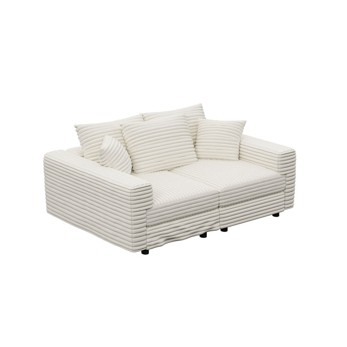 Deep Seat Convertible Sofa With Soft Pillows And Ottomans