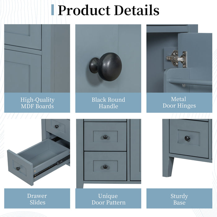 Bathroom Vanity With Sink, 3 Drawers & Cabinet With Adjustable Shelves