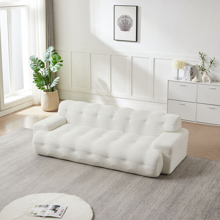 Cloud Series Minimalist Button Tufted Square Arm 3 Seater Sofa