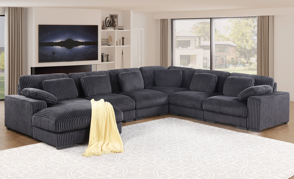 Nadine - Corduroy Modular Corner Sectional Sofa With Left Facing Chaise