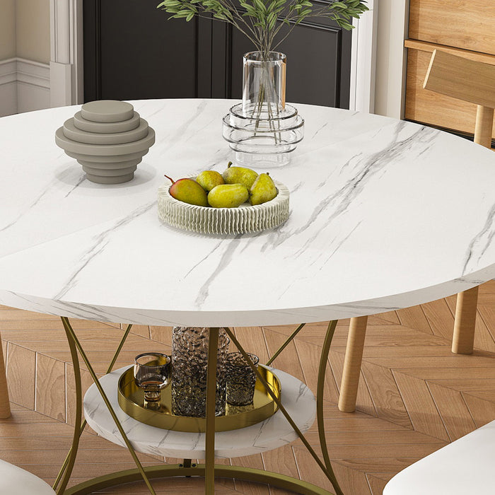 Round Extendable Dining Table Set With Chairs
