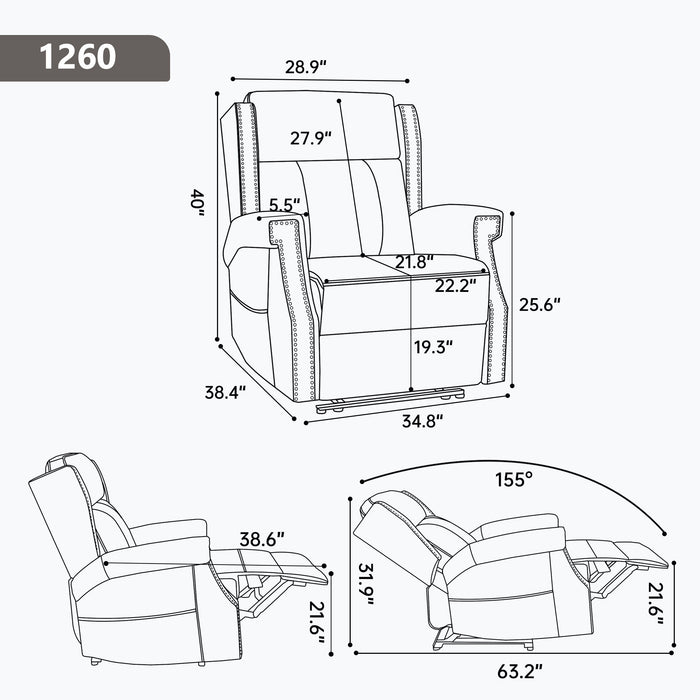 Manual Recliner Chair With Heavy Duty Motion Mechanism, 8 Vibrating Nodes And 3 Massage Modes For Living Room