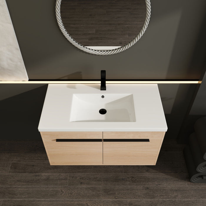 Bathroom Vanity Set With Resin Countertop Sink, 2 Doors
