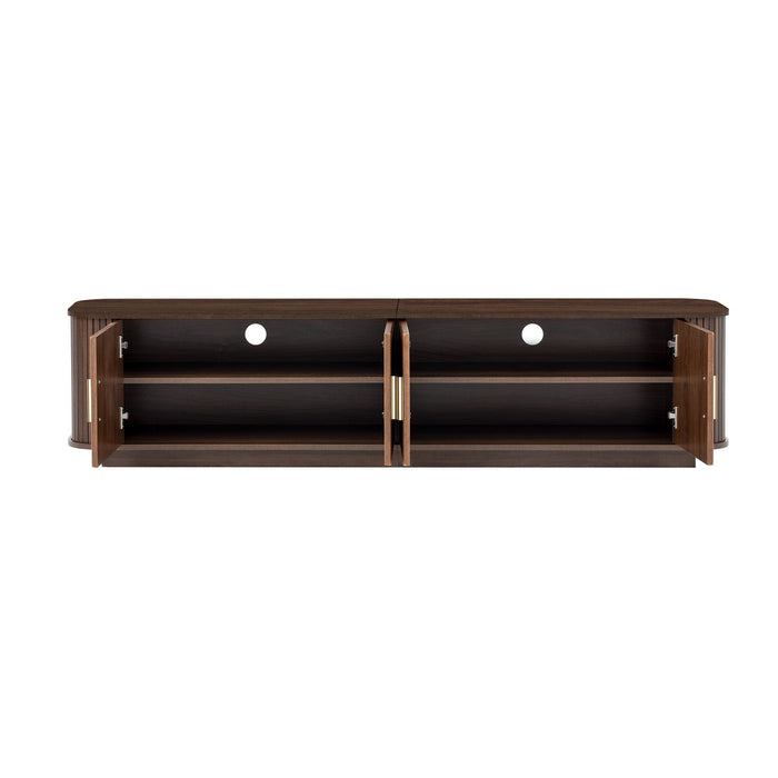 70" TV Stand With Ample Storage, Refined Curved Corners - Dark Brown