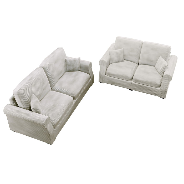 Contemporary 2 Piece Sofa Set With Matching Pillows