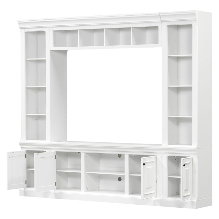 TV Stand With Hutch, Large Entertainment Center With Adjustable Shelves