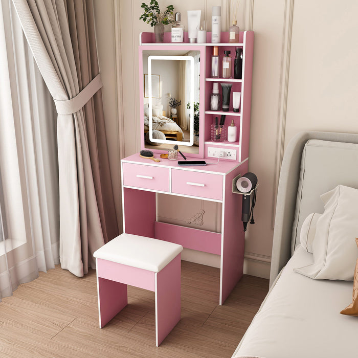Small Makeup Vanity Desk With Adjustable LED Lights