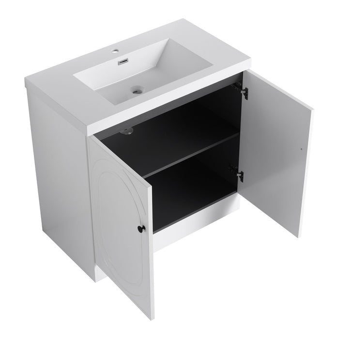 Contemporary Freestanding Bathroom Vanity With Resin Sink & Soft-Close Cabinet Doors