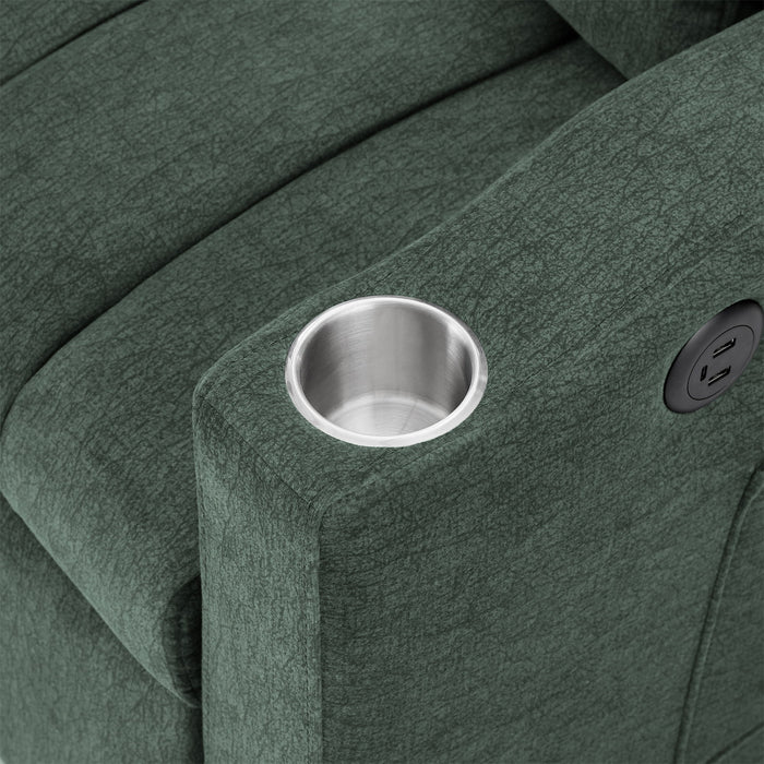 Convertible Sofa Bed Loveseat Sofa With Three USB Ports, Two Side Pockets, Two Cup Holders And 360° swivel Phone Holder For Living Room