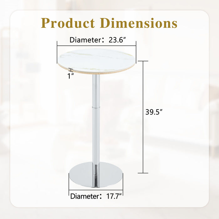 Circular Bar Table - White / Silver