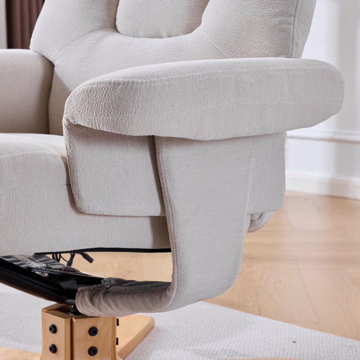 Upholstered Heated Massage 360° Swivel Accent Chair With Ottoman