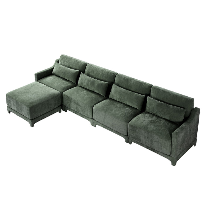 Stylish Sofa With Ottoman And Lumbar Pillows, Ergonomic Design