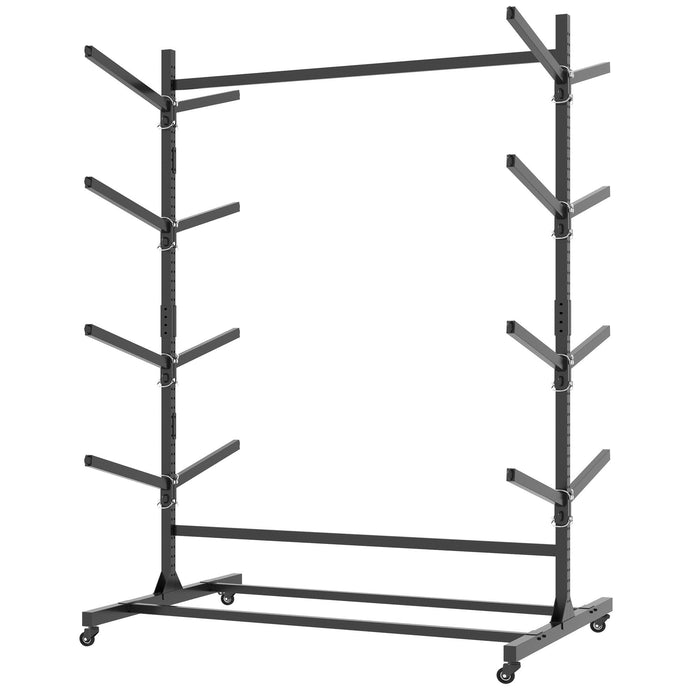 Freestanding Kayak Storage Rack With Lockable Wheels For Kayak, Canoe, Sup & Surfboard