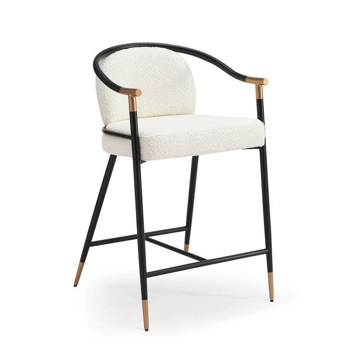 Contemporary Upholstered Counter Stool Set With Metal Frame