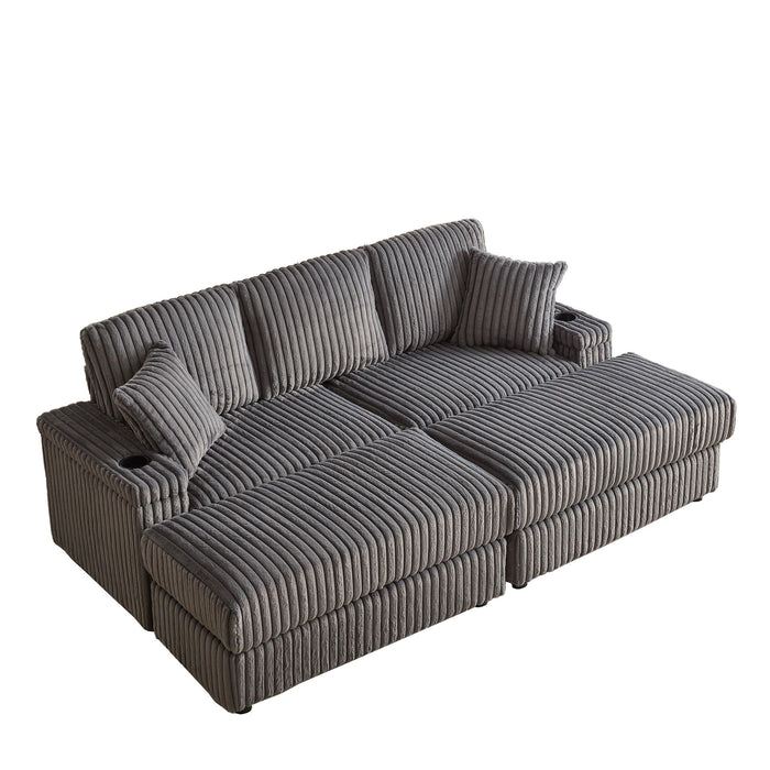 3 Seater Sofa With 2 Ottomans For Living Room