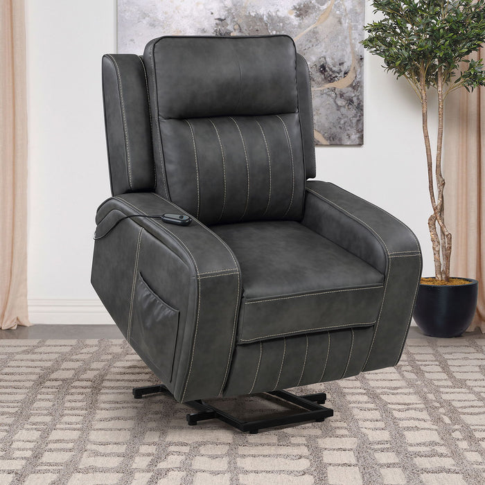 Mckinley - Upholstered Power Lift Recliner Chair With Remote Control - Gray