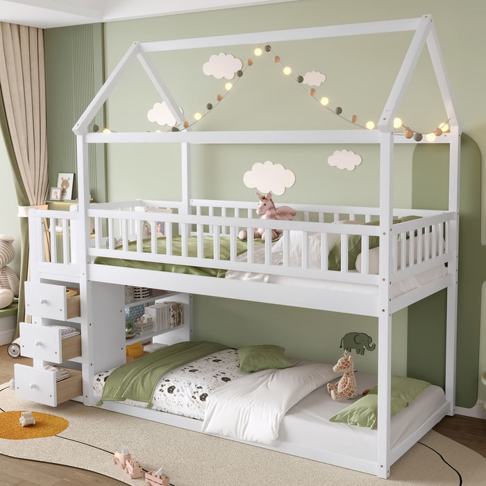 Bunk Bed With Shelves And Drawers, Storage Focused Design